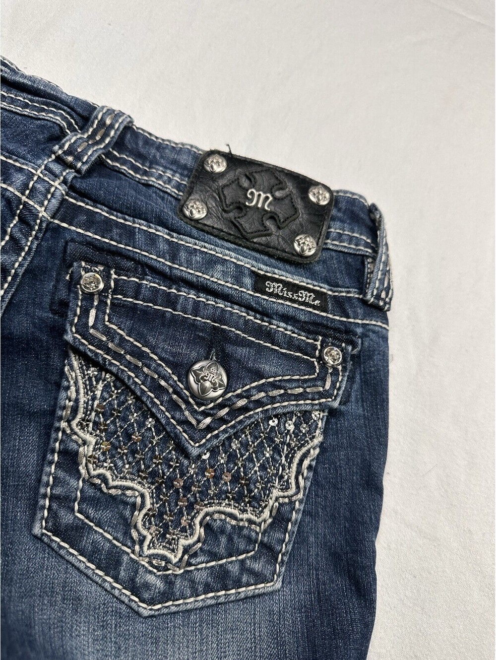 Miss Me Jeans Size 12 Tag Signature Boot Cut Back Flap Pockets
